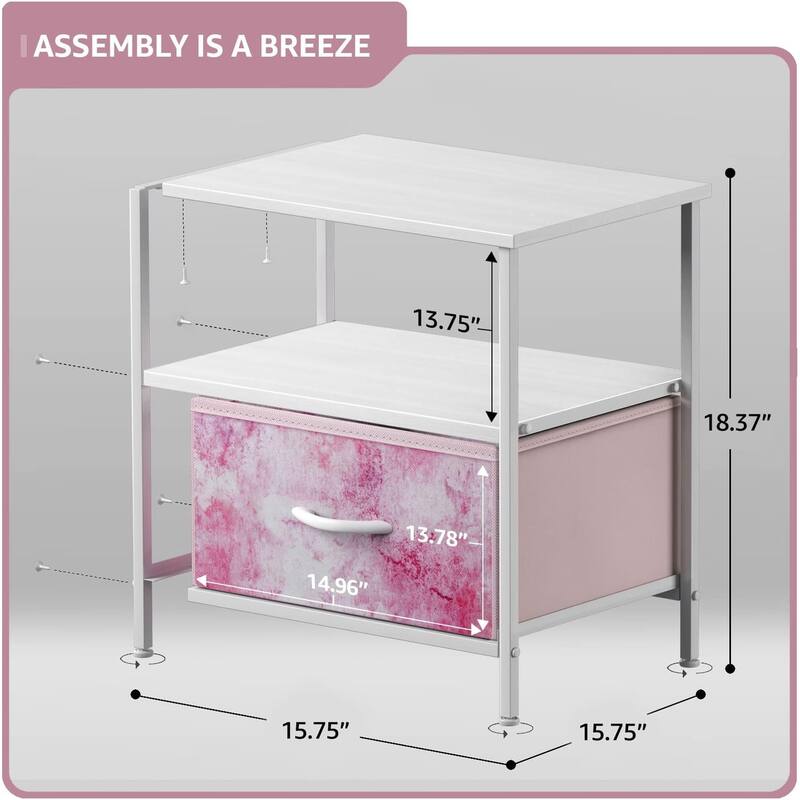Nightstand 1-Drawer Shelf Storage - Bedside Furniture End Table Chest