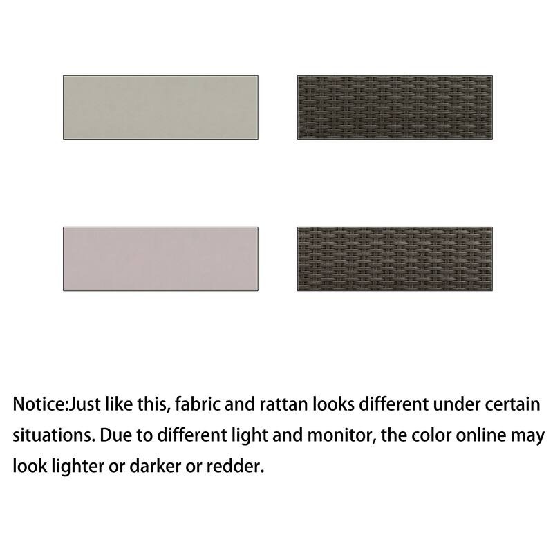 Outdoor PE Wicker Double Chaise Lounge, All Weather Patio Conversations Set, Patio Reclining Chair with Adjustable Back