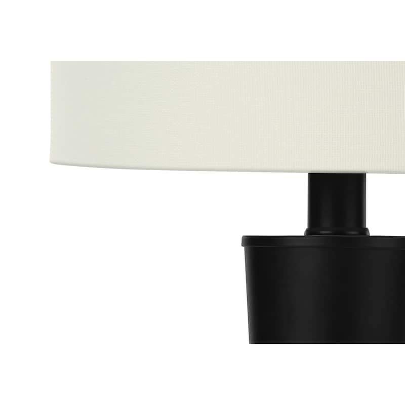 Lighting, Set Of 2, 24"h, Table Lamp, Usb Port Included, Black Metal, Ivory / Cream Shade, Contemporary
