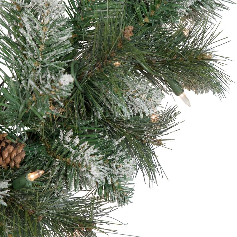 9' x 10" Pre-lit Snow Valley Pine Artificial Christmas Garland Clear Lights
