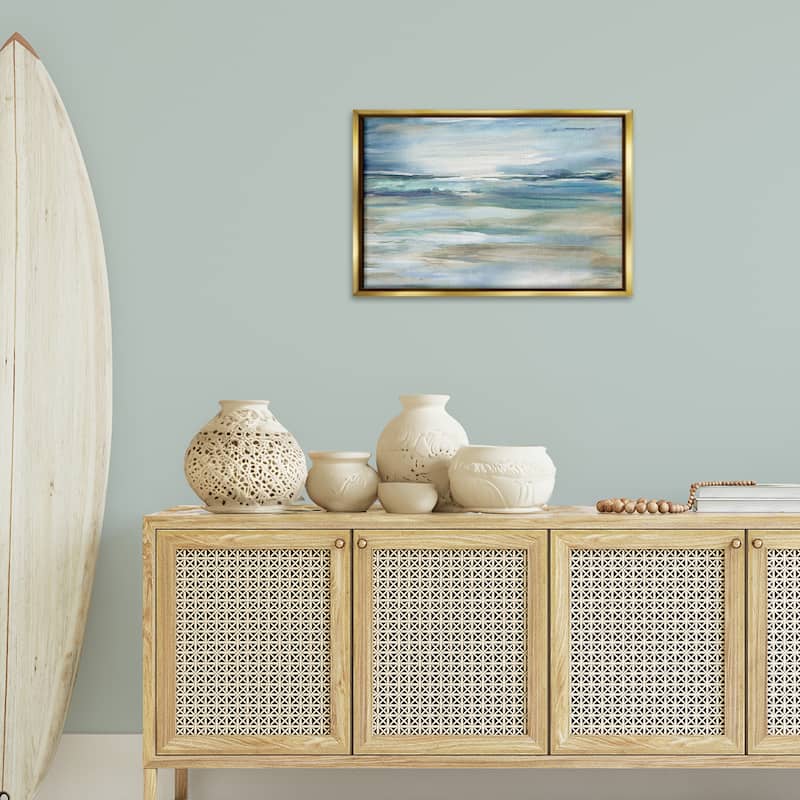 Stupell Gradient Ocean Waves Framed Floater Canvas Wall Art Design By Carol Robinson
