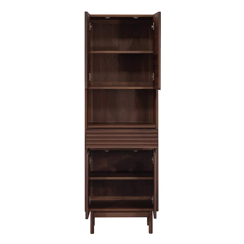 Avanity Carina 24 in. Coffee Teak Freestanding Linen Cabinet - 24"W x 15.7"D x 71"H