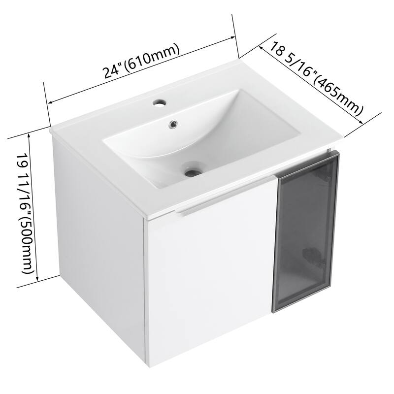 Bathroom Vanity With Sink In 24/30/36 Inch, Floating Bathroom Vanity With Soft Close Door
