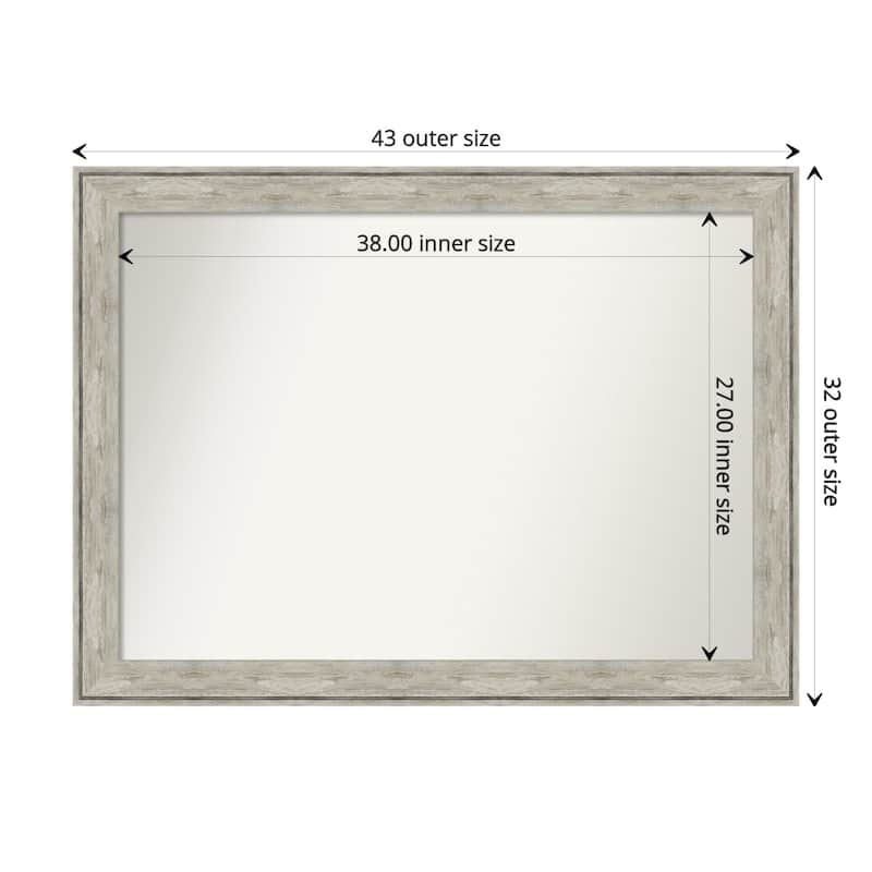 Non-Beveled Bathroom Wall Mirror - Crackled Metallic Frame - 43 x 32 in - Crackled Metallic