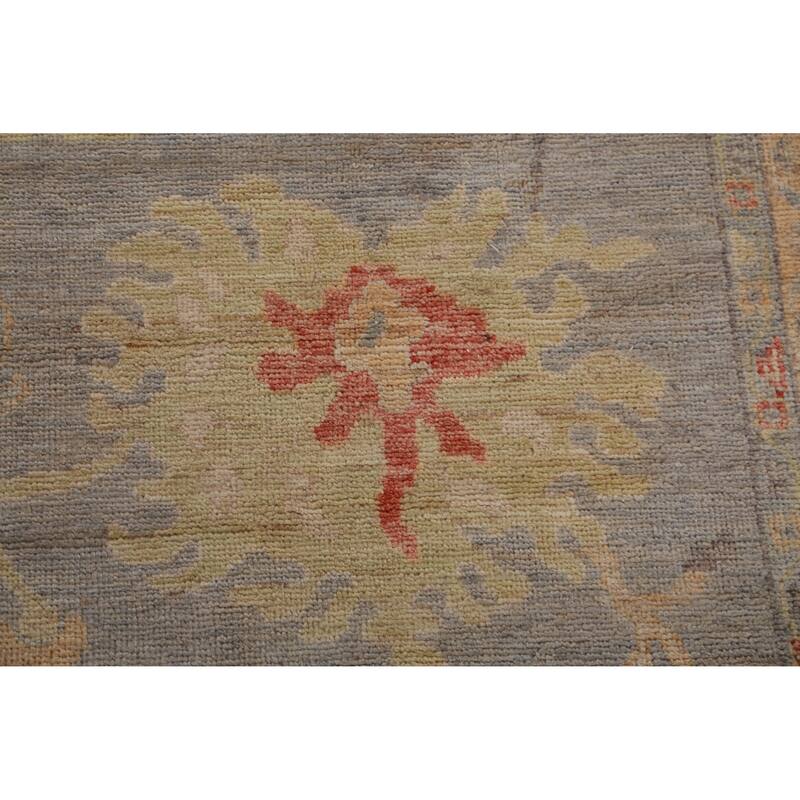 Hand Knotted Oriental 100% Wool Carpet Transitional All-Over Greys & Charcoal Oushak Area Rug - 11' 10'' X 8' 11''