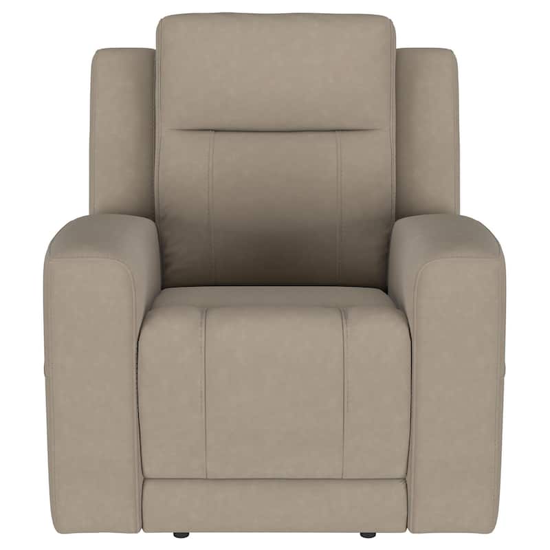 Krio Manual Recliner Chair, 37 Inch Modern Taupe Brown Faux Leather