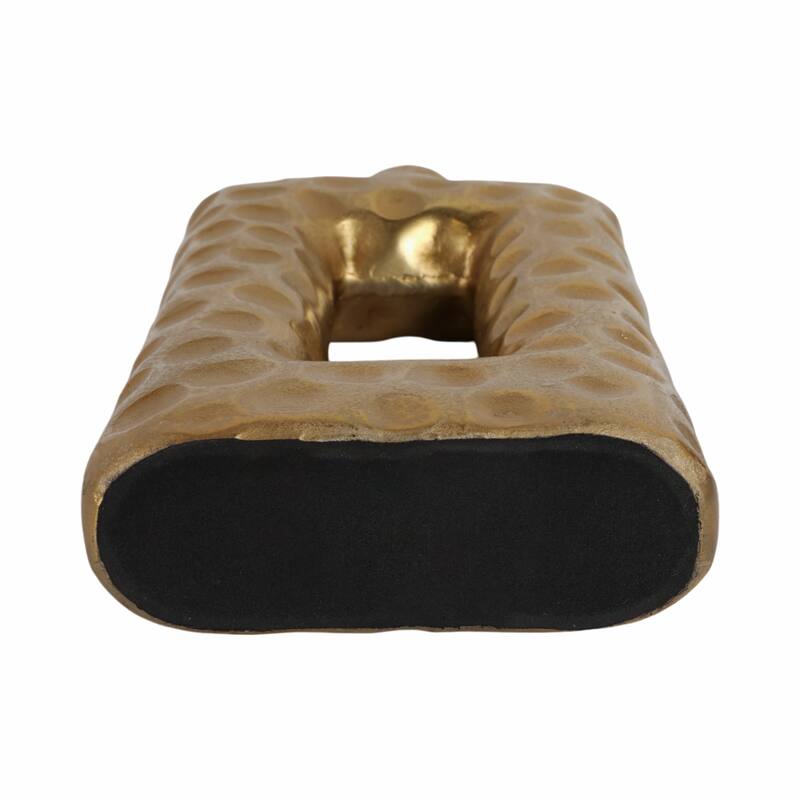 Metal Vase Hammered Texture with Rectangular Cutout Sculptural Design