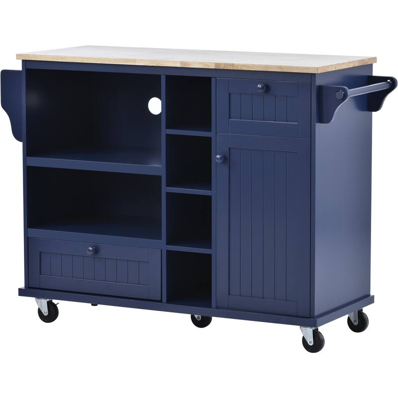 Kitchen Island Cart With Storage Cabinet And Two Locking Wheels(no include stool)