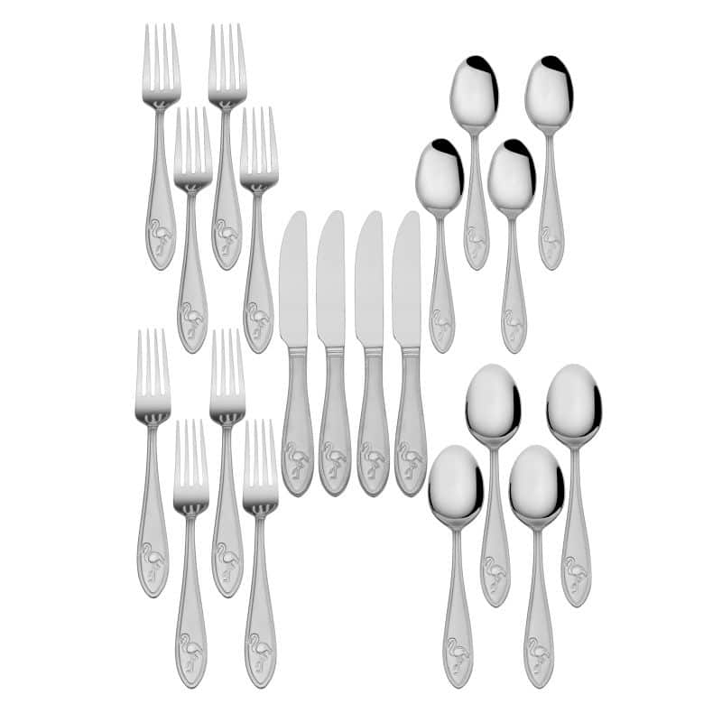 Towle Everyday Flamingo 20 Piece Stainless Steel Flatware Set