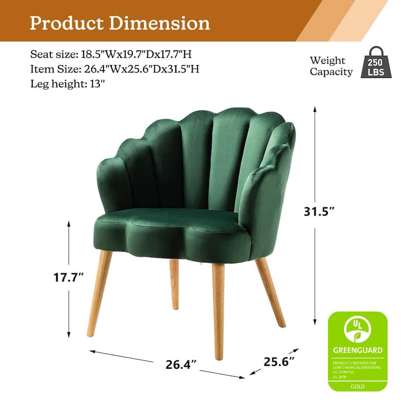 Eleanora Morden Scalloped Velvet Arm Chair with Tufted Back by HULALA HOME