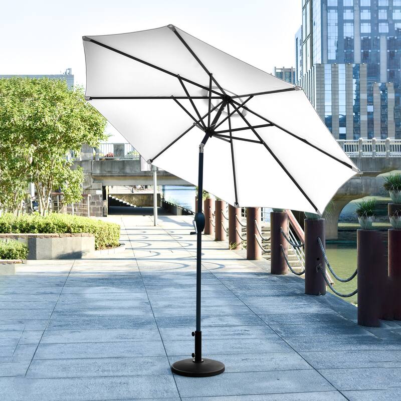 Lopes 9-Foot Patio Umbrella with Ceramic Base Included - White