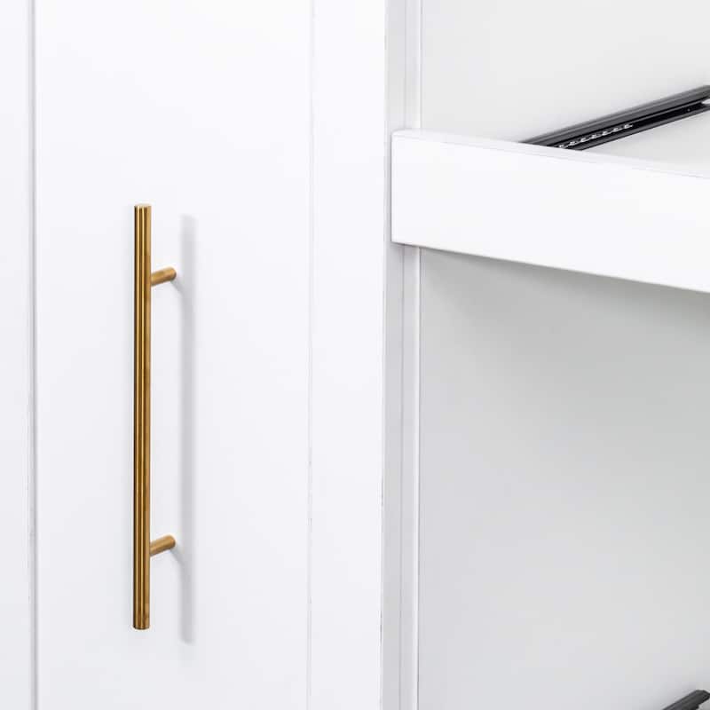 Farmhouse-Style 4-Door Pantry Cabinet – Multi-Tier Pull-Out Shelves & Built-In Organizers for Kitchen or Dining Room Storage.