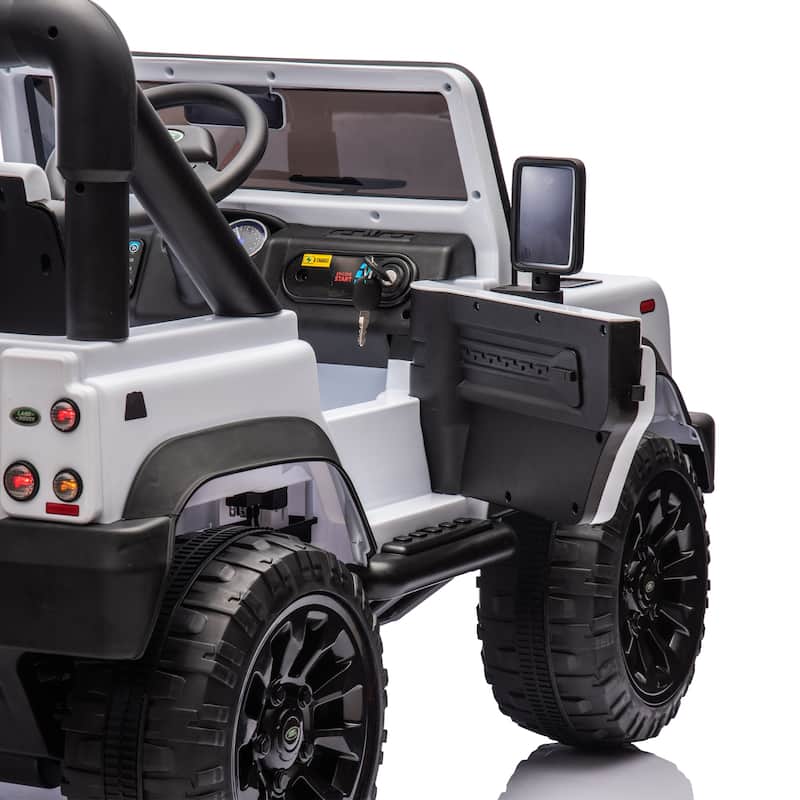 White Kids Ride-On Car with Remote Control, Off-Road Toy Car Battery Powered Electric Vehicle with LED Lights