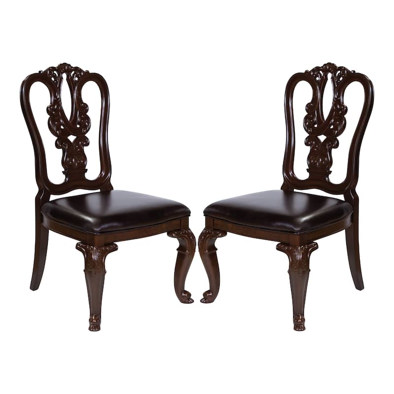 Furniture of America Kova Traditional Cherry Wooden Formal Dining Chairs (Set of 2)
