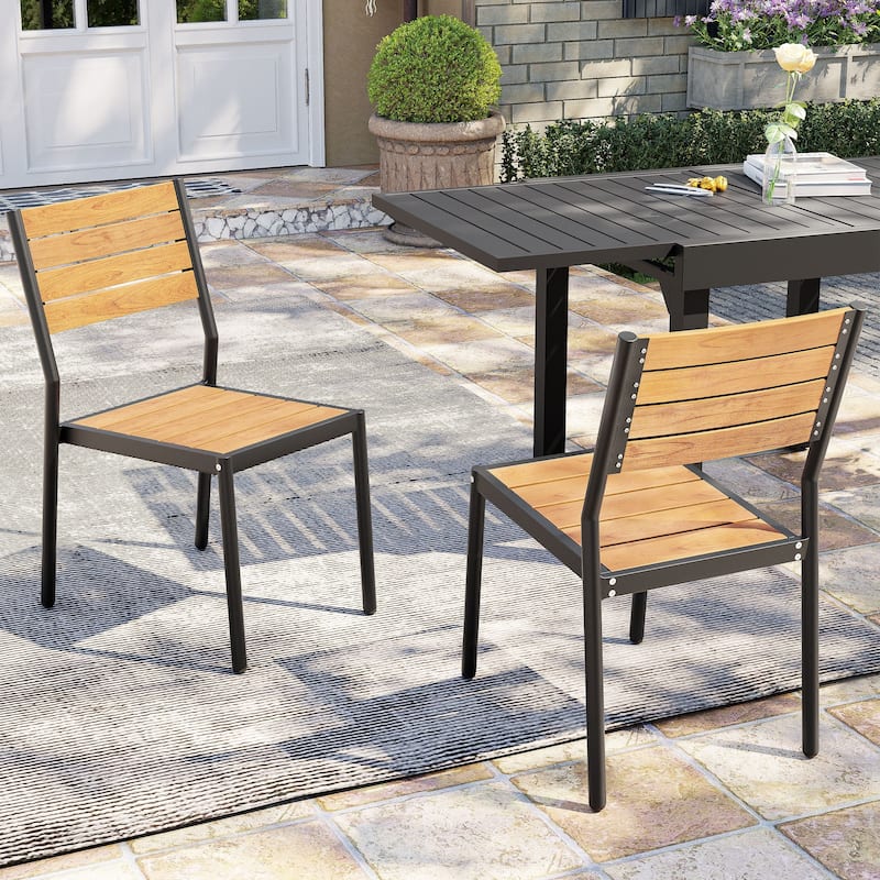 Pellebant Outdoor Patio Aluminum Stackable Dining Chairs - 19.4in D x 15.7in W x 33.9in H - Brown