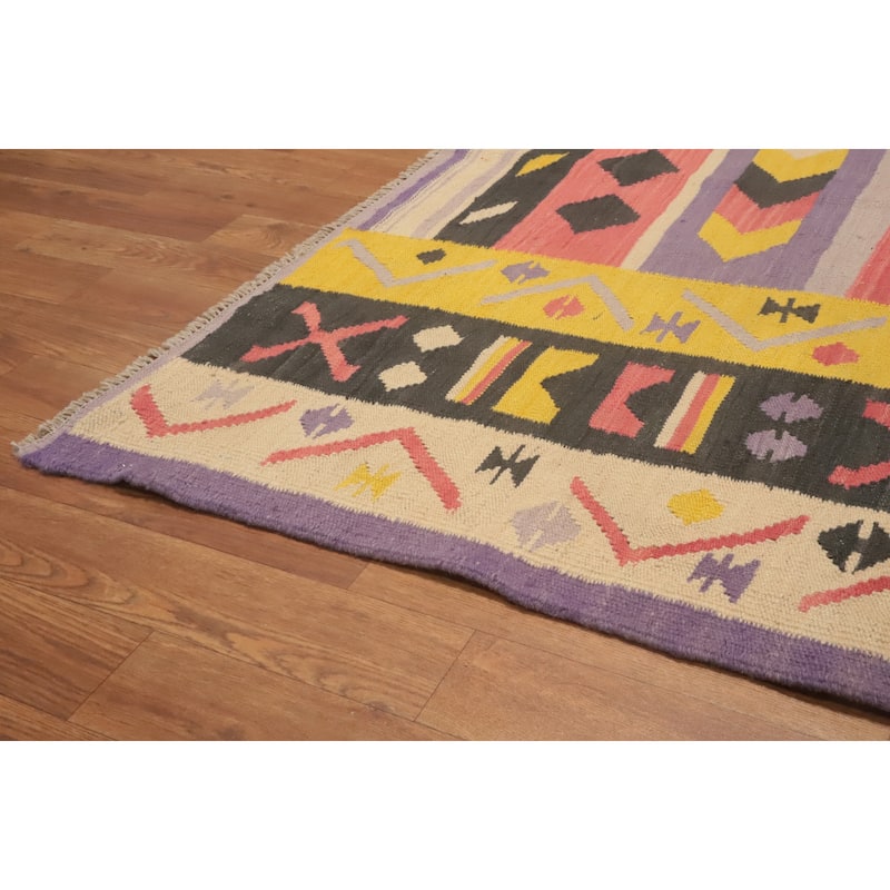 Hand Woven Southwestern Wool Multi-Colored Geometric Area Rug - 12' 10'' X 9' 8''