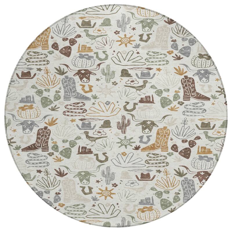 Machine Washable Indoor/ Outdoor Modern Ranch Chantille Rug