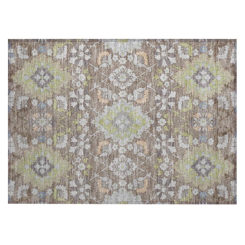 Machine Washable Indoor/ Outdoor Boho Traditional Chantille Rug