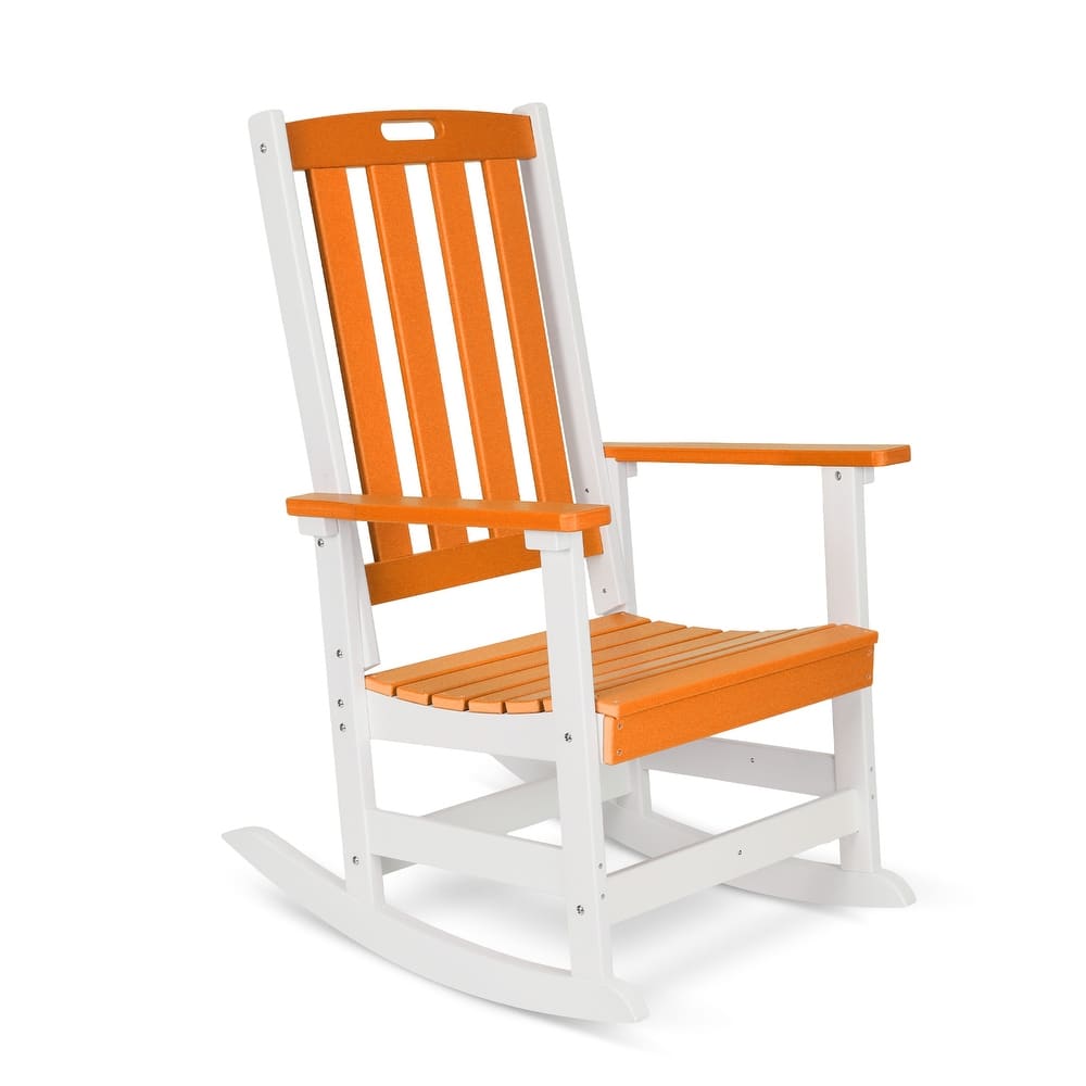 Aoodor Outdoor Rocking Chair, Ergonomic HDPE Rockers with All-Weather Design for Patio or Porch