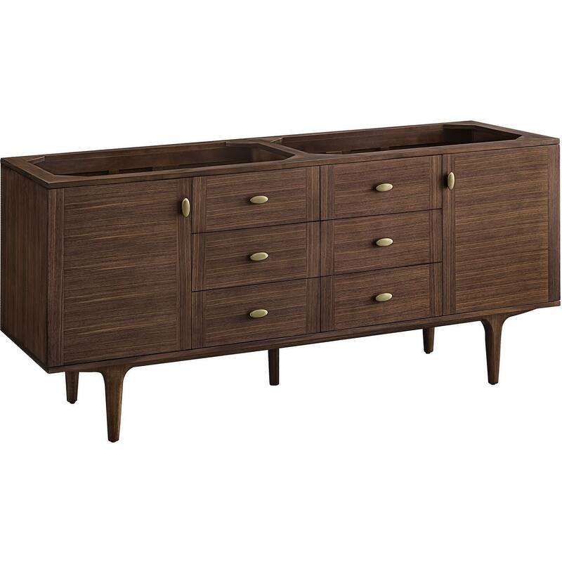 James Martin Vanities 670-V72-M Amberly 72" Wall Mounted or Free - Mid-Century Walnut - Walnut Finish