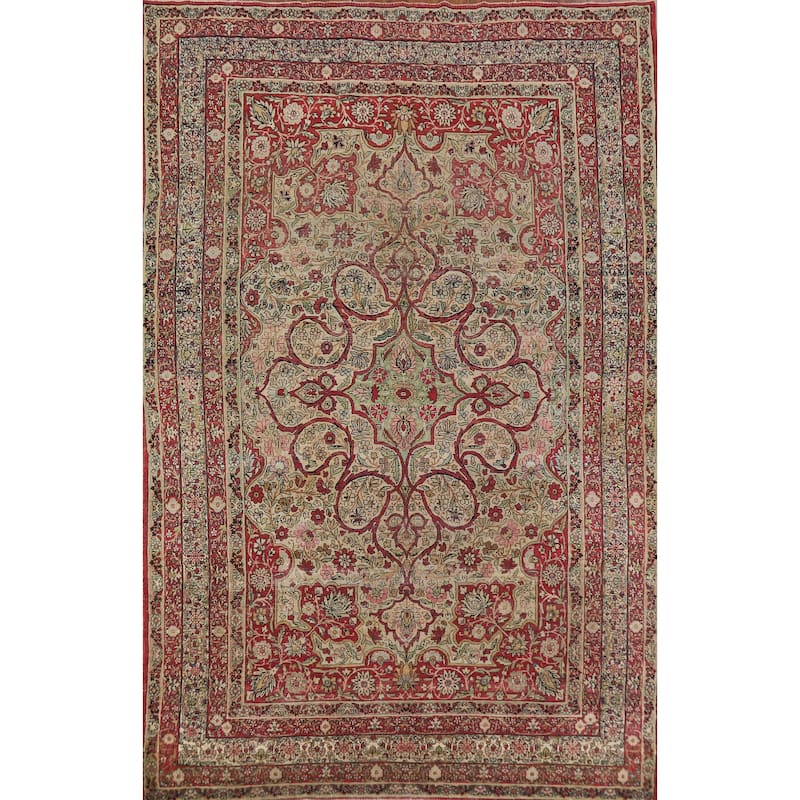 Vegetable Dye Kerman Lavar Persian Area Rug Hand-Knotted Wool Carpet - 6'3" x 9'4"