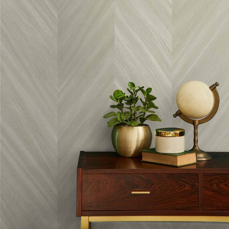 Seabrook Designs Chevron Wood Embossed Vinyl Unpasted Wallpaper