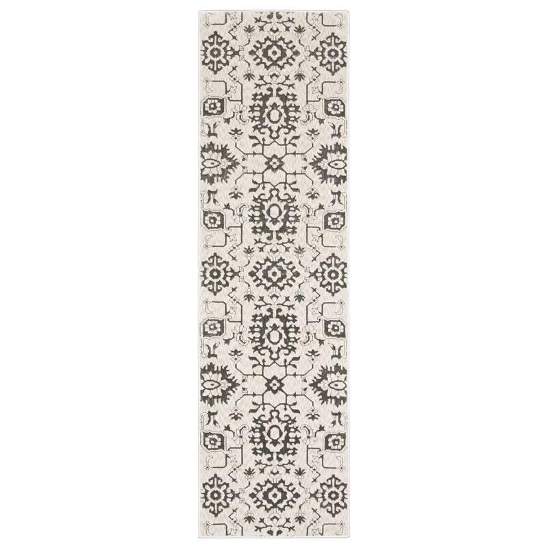 Style Haven Ingram Traditional Borderless Two-Tone Area Rug - 2' 3" x 7' 6" - Ivory/ Grey - Runner