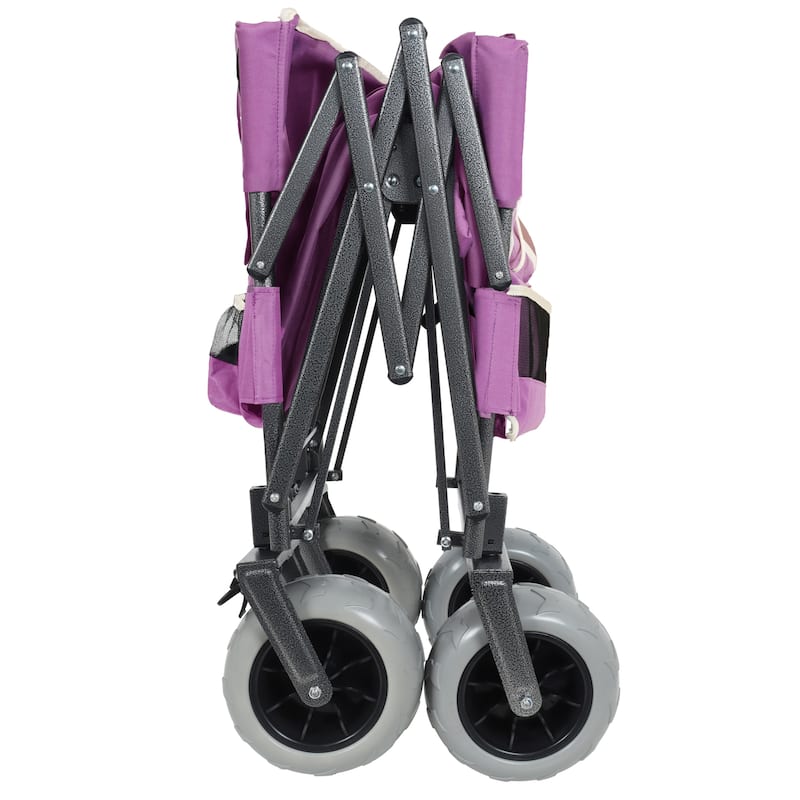 All-in-One Folding Wagon with Seat & Storage