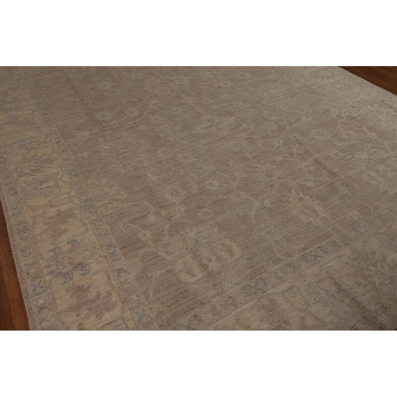 Vegetable Dye Oushak Turkish Rug Handmade Beige Wool Carpet - 8'0"x 9'11"