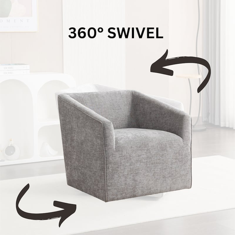 Roundhill Furniture Nice Modern Barrel Armchair, 360° Swivel - Grey