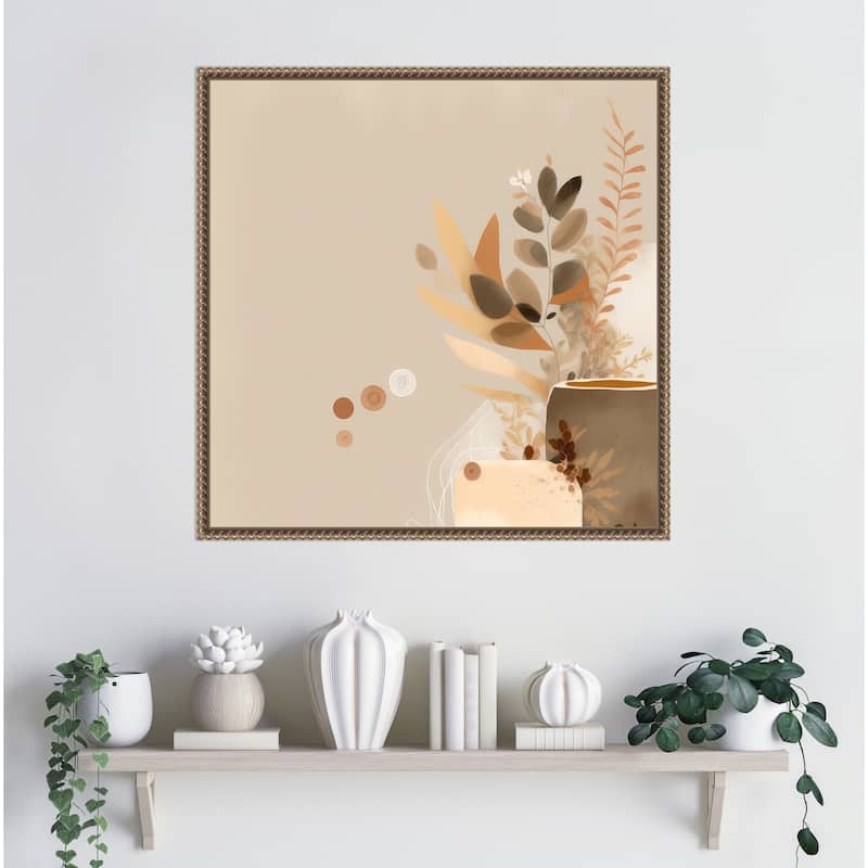 Abstract Earthy Tones by Bella Eve Framed Canvas Wall Art Print - Sylvie Beaded Gold