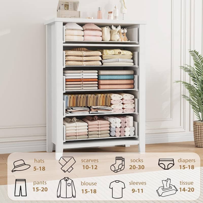 5 Drawers Freestanding Storage Dresser for Bedroom