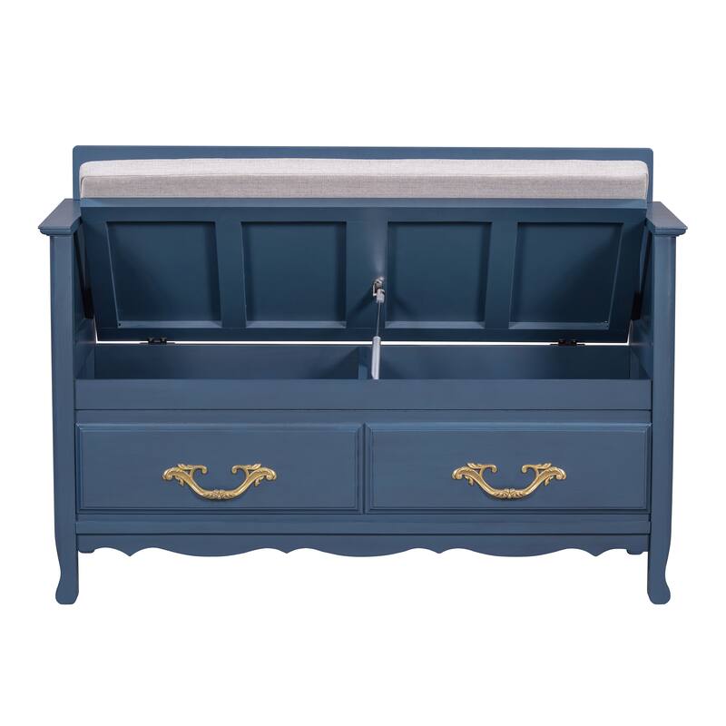42 Inch Wide Storage Bench For Entryway Bench with Removable Cushion
