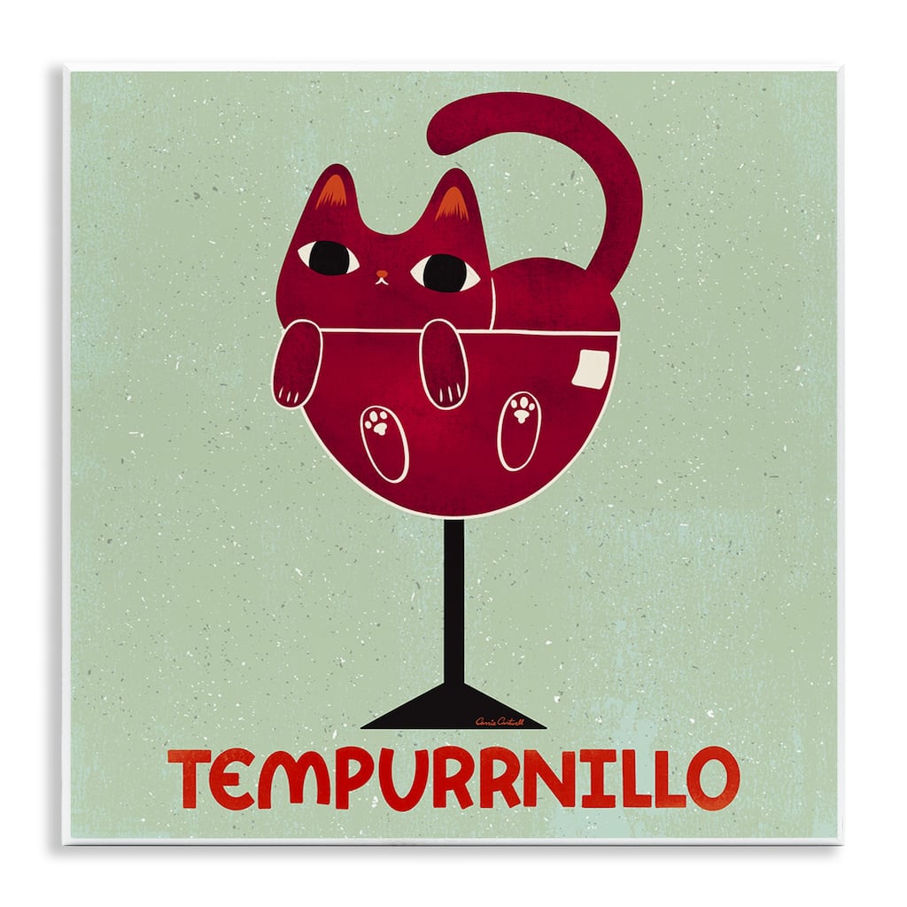 Stupell Tempurrnillo Cat Wine Wall Plaque Art Design By Carrie Cantwell