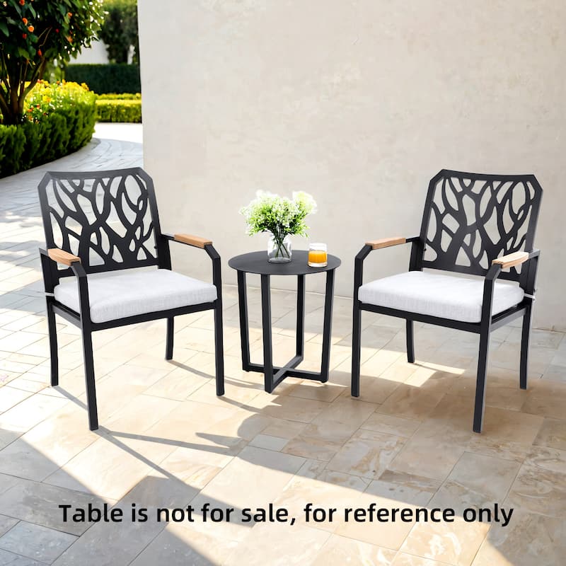 Outdoor Patio Aluminum Dining Chairs with Sunbrella Cushions