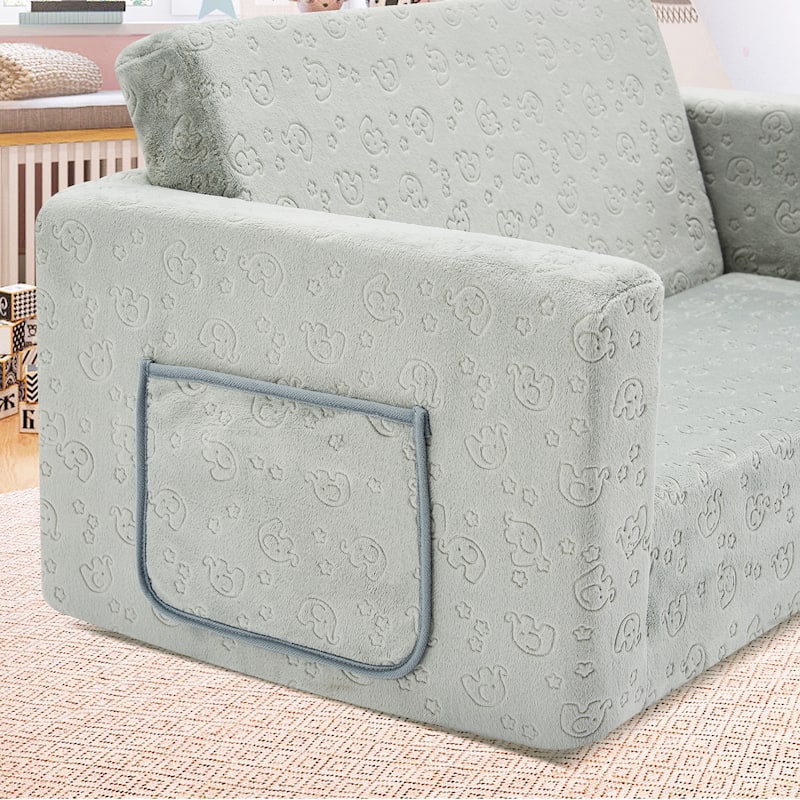 Kids Fold Out Couch 2-in-1 Children Convertible Sofa to Lounger