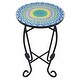 preview thumbnail 23 of 31, Costway Mosaic Side Table Accent Table Round Balcony Bistro End Table Dark Blue