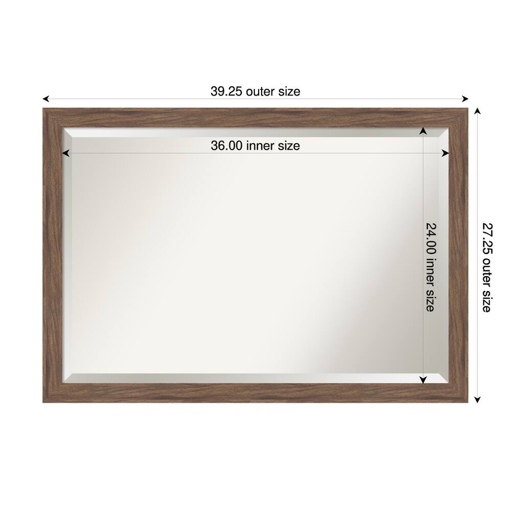 Pia Medium Brown Narrow Beveled Framed Wall Mirror - Pia Medium Brown Narrow