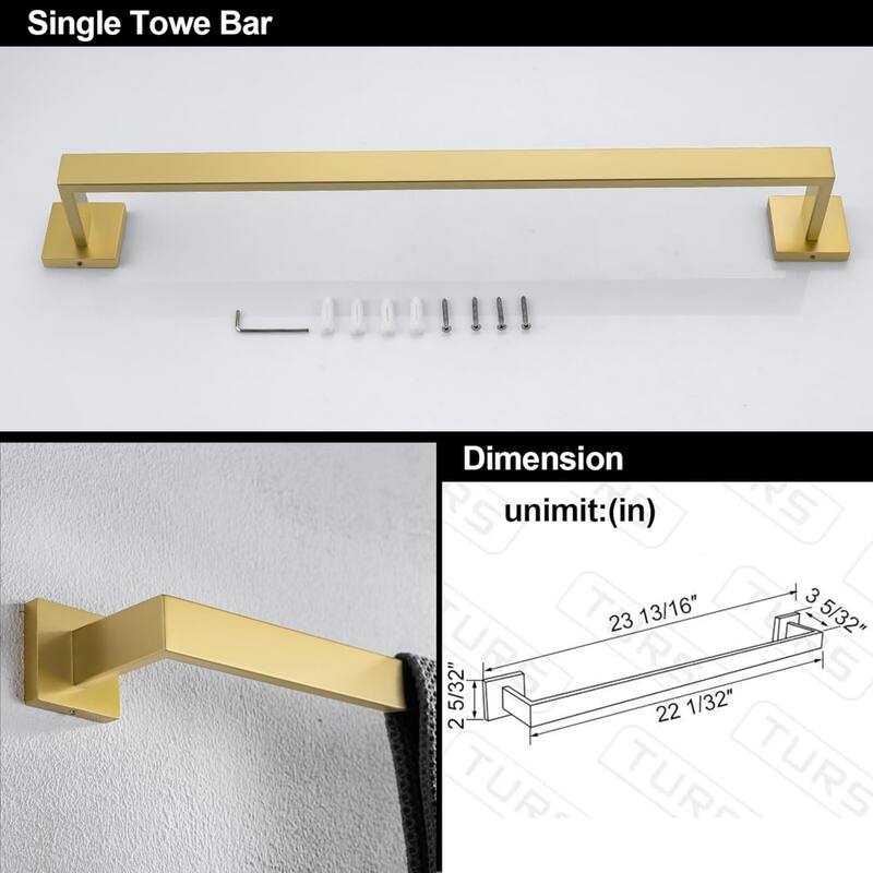 5-Piece Bathroom Stainless Steel Wall Mounted Towel Rack Set, 23.4 Inch Towel Rack