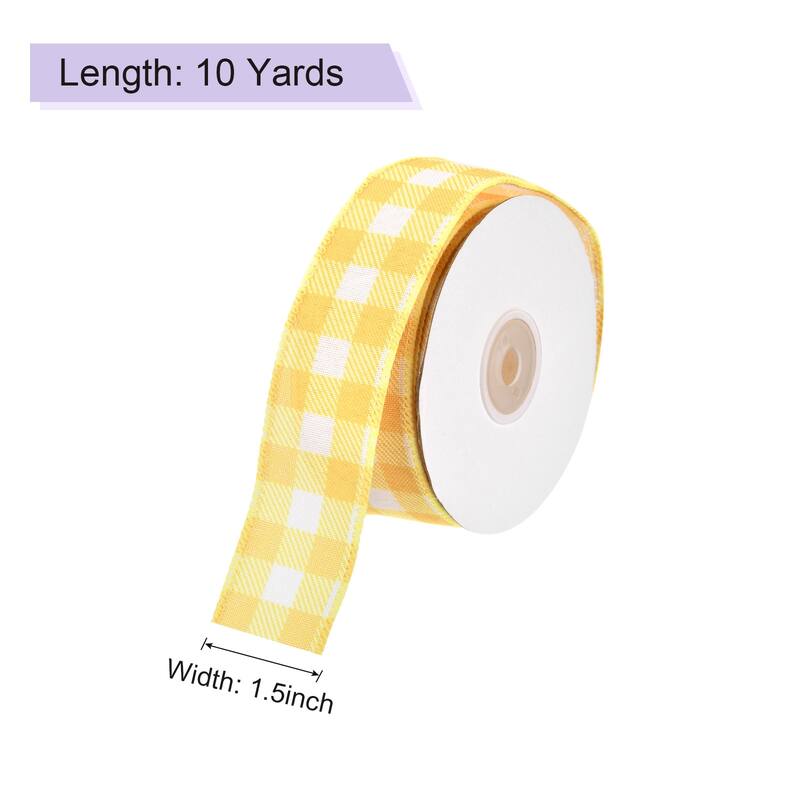 Plaid Check Ribbon, Wired Edge Gingham Ribbon for Gift Wrapping, Christmas Decoration