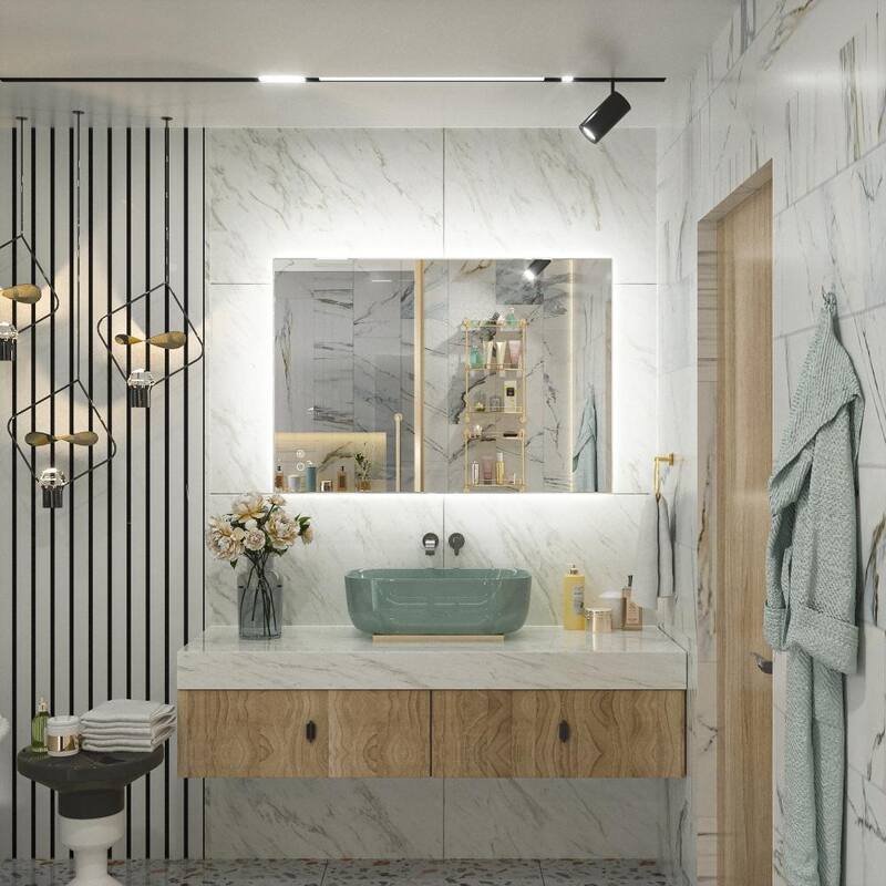 KEONJINN LED Backlit Bathroom Vanity Wall Mirror, Anti-Fog and Dimmable