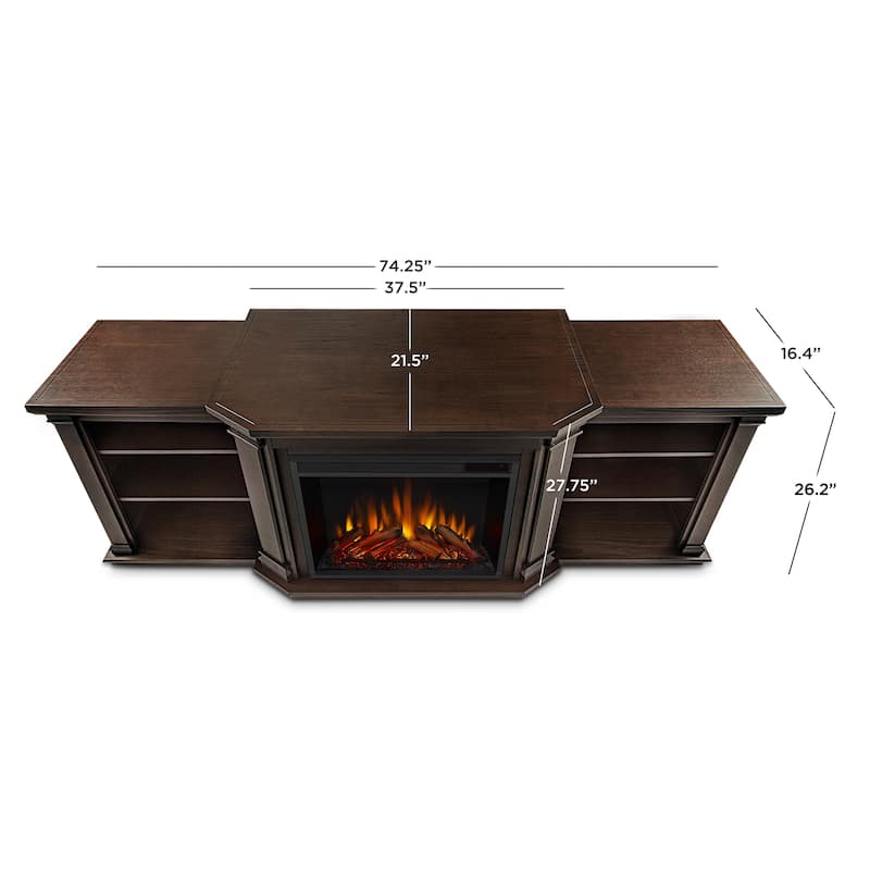 Valmont 74" Electric TV Stand Fireplace Chestnut Oak by Real Flame