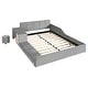 preview thumbnail 35 of 44, Full Size Velvet Upholstered Platform Bed w/ Bedside Desk & Stool, Mother & Child Platform Bed Frame w/ Footboard & Guardrail