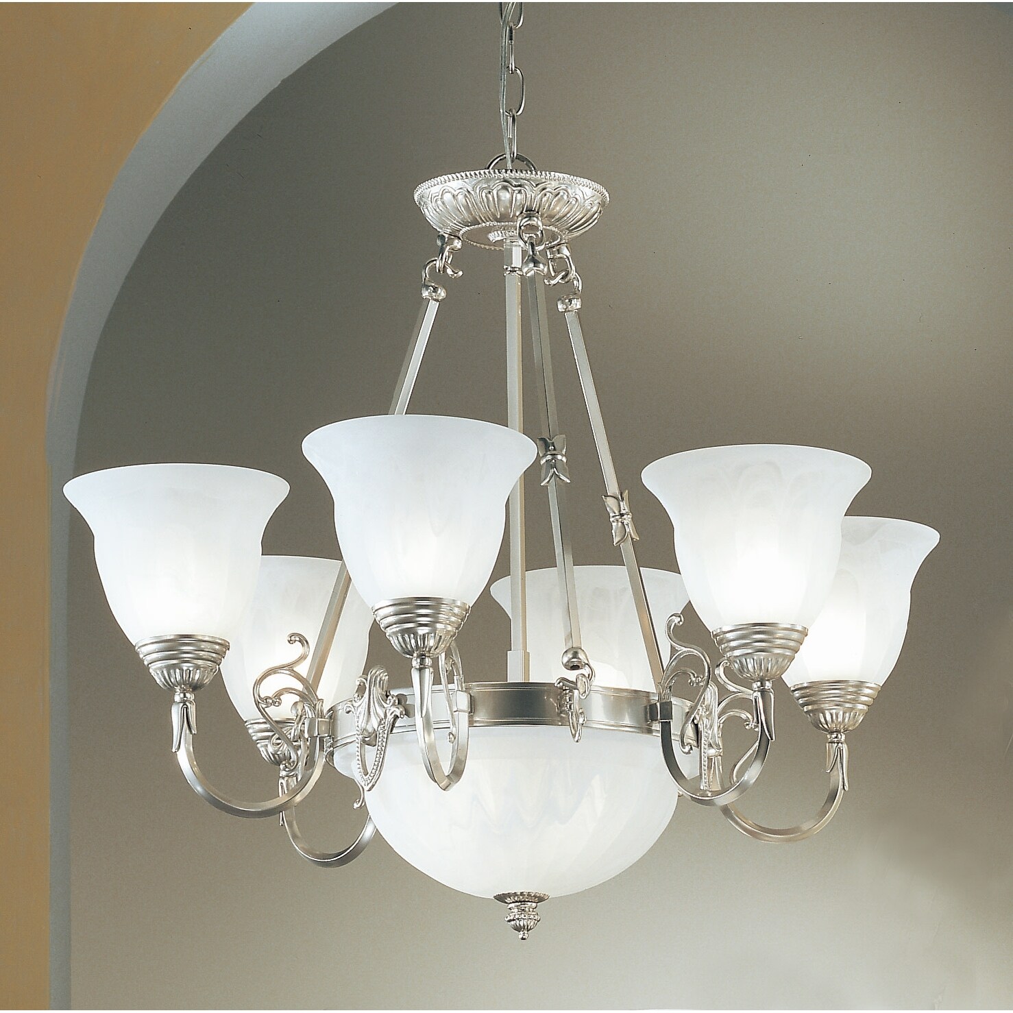 Classic Lighting 68207  25" Glass & Nickel Chandelier from the Yorkshire II Collection - Chandeliers For Bedrooms by Overstock.com