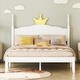 preview thumbnail 2 of 1, Full Size Wood Platform Bed with Crown Shaped Headboard