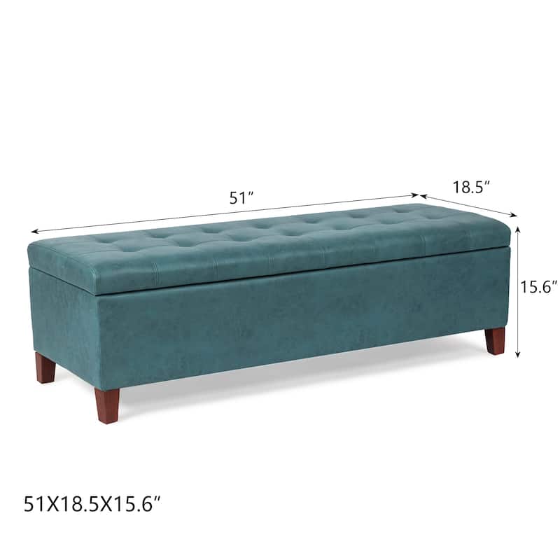 Adeco 50" Bonded Leather Storage Ottoman Bench