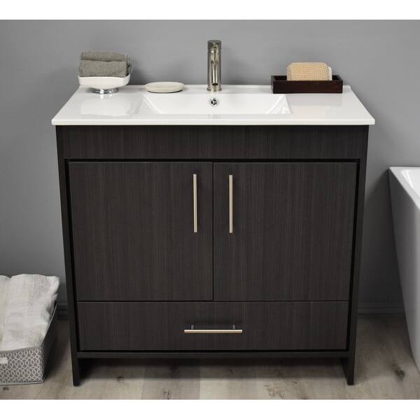 Shop Volpa Usa Pacific 36 Inch Freestanding Bathroom Vanity In Black Ash Set Overstock 32169512