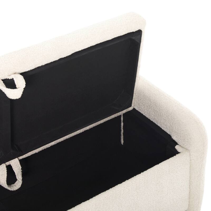 Walker Edison Modern Upholstered Curved Bench with Hidden Storage
