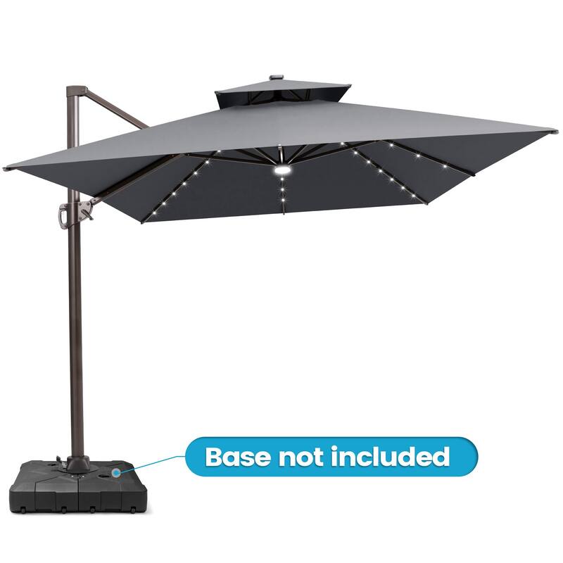 10 FT x 13 FT Outdoor LED Lighted Double Top Patio Cantilever Umbrella