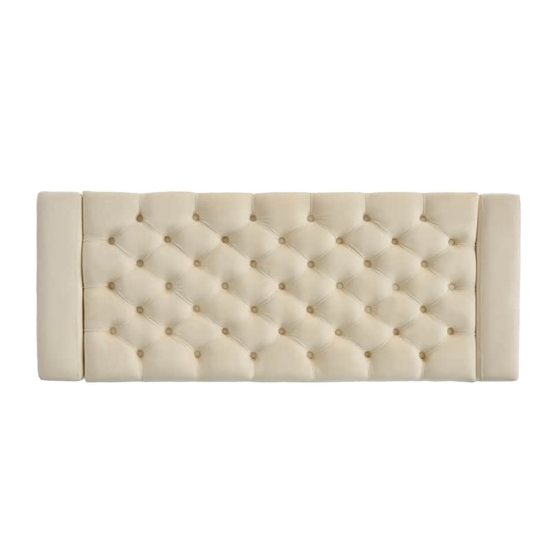 Roomfitters Upholstered Storage Ottoman Bench with Tufted Top, Footrest and Entryway Seat,Ivory
